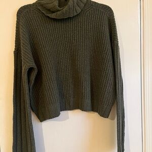 Olive Green Turtleneck crop top Sweater